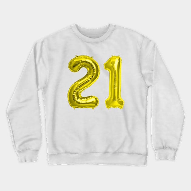 Yellow Gold 21st Birthday Metallic Helium Balloons Numbers Crewneck Sweatshirt by podartist